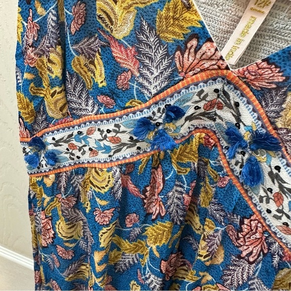 Anthropologie Verb Vineyard Tiered Maxi Dress Size 12 p blue floral v neck - Picture 8 of 9